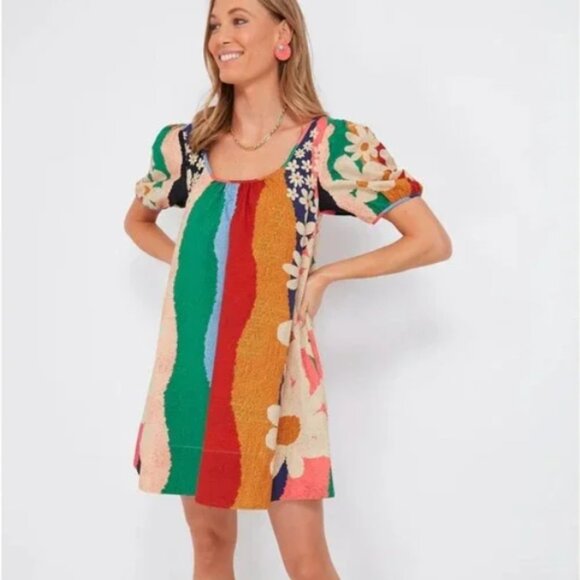 FARM Rio Daisy Retro Rainbow Mini Dress - Picture 1 of 8